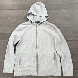 Theory Men's Light Gray Zip-Up Sweater